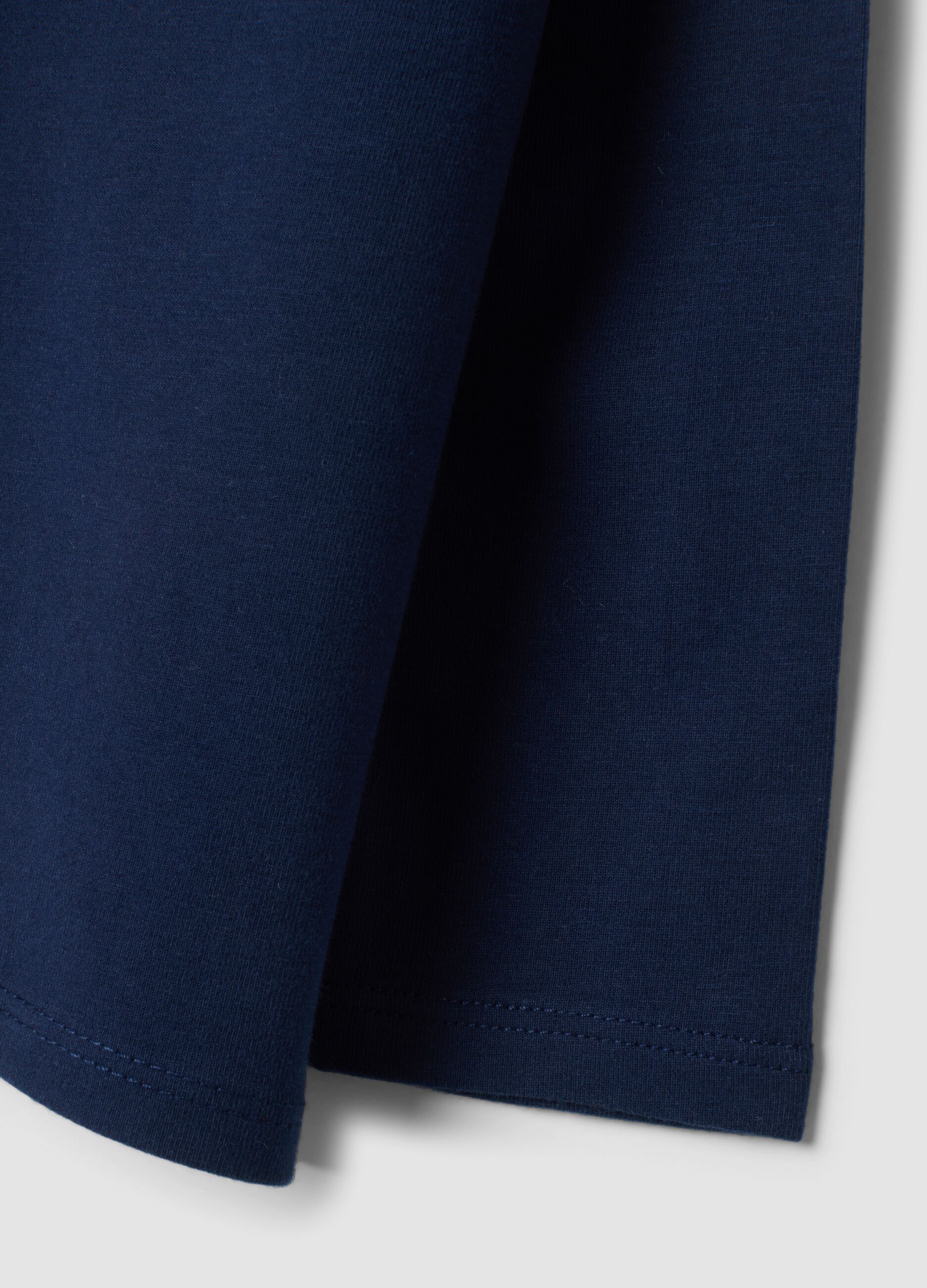 Maglia blu notte in cotone organico elasticizzato girocollo
