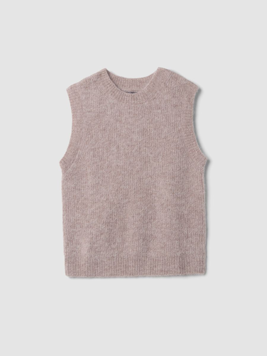 Pink alpaca and stretch wool crew-neck gilet_4