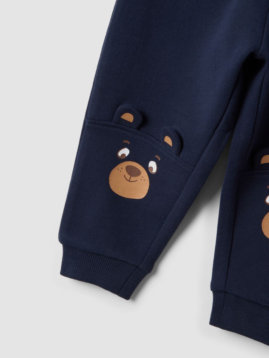 Blue pure cotton over-fit joggers with teddy bear print_2