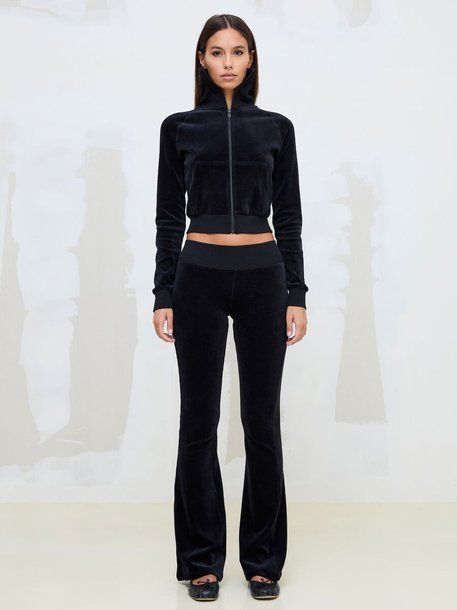 Black Velour Flared Trousers_4