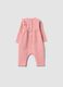 Pink organic cotton romper with ruffle for baby girl_1