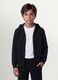 Black organic cotton zip-up hoodie for boys, relaxed fit_0
