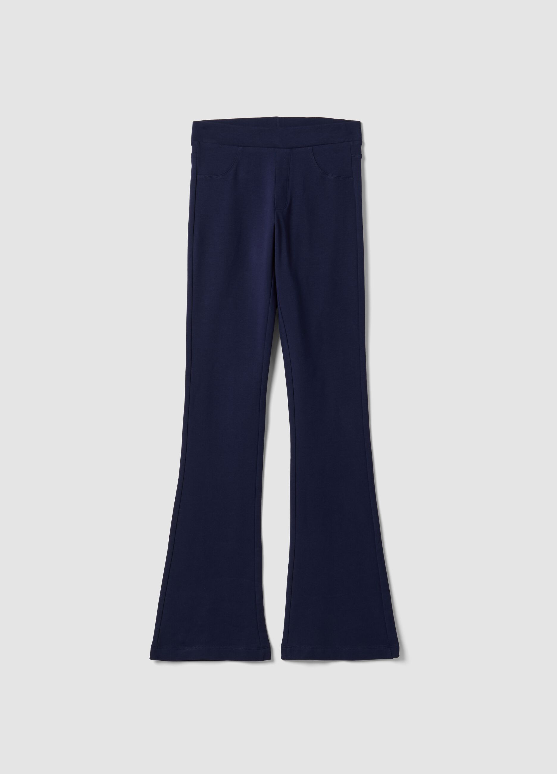 Girls&rsquo; blue slim-fit stretch organic cotton trousers