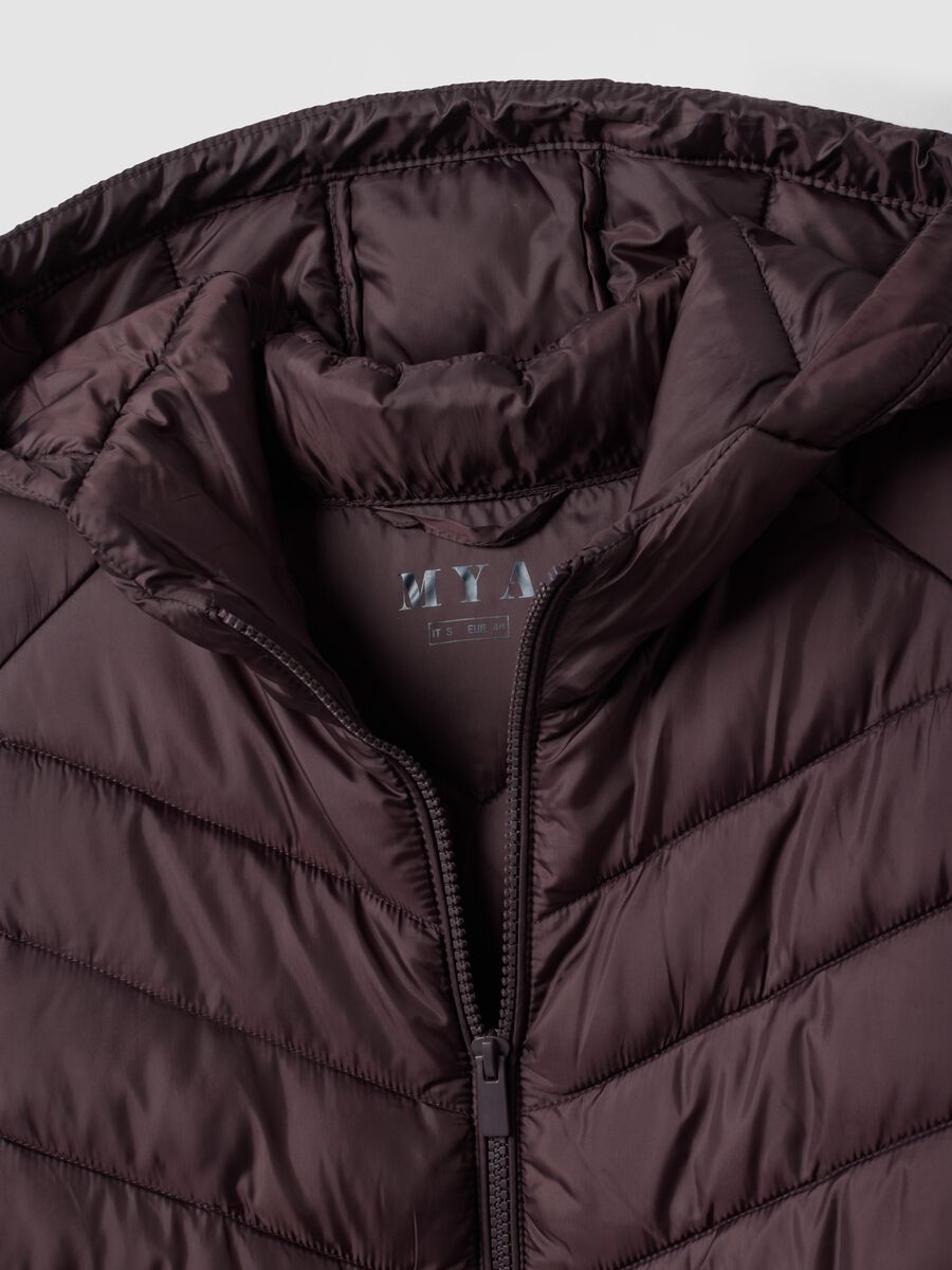 Purple Ultralight quilted jacket with hood and zip, regular fit_5