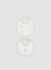 Pack of Two White and Pink Organic Cotton Bibs with Prints for Baby_0