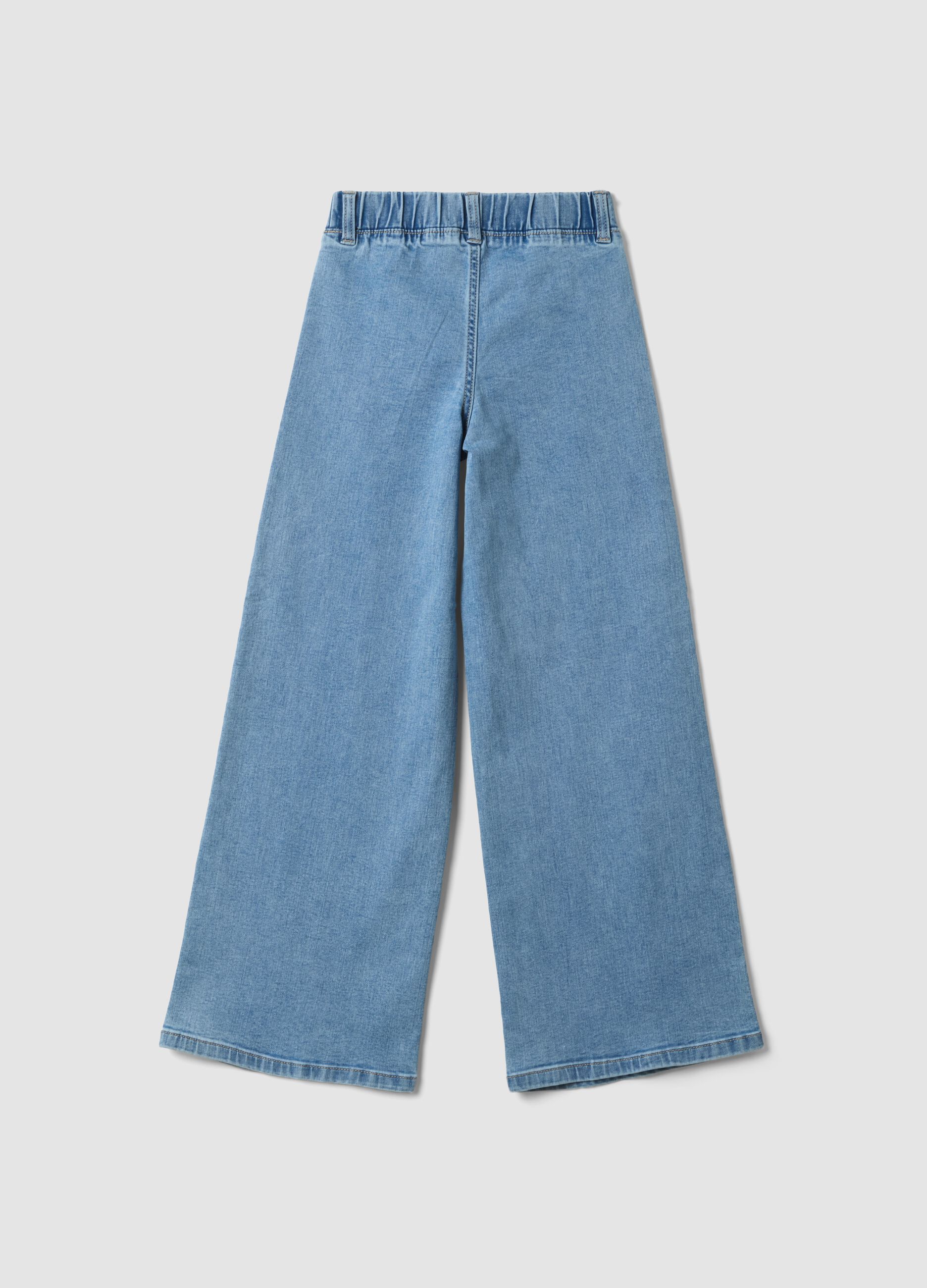ليغينغز جينز للبنات من القطن وفيسكوز مطاطي بقصّة واسعة جداً (Super Wide Leg)