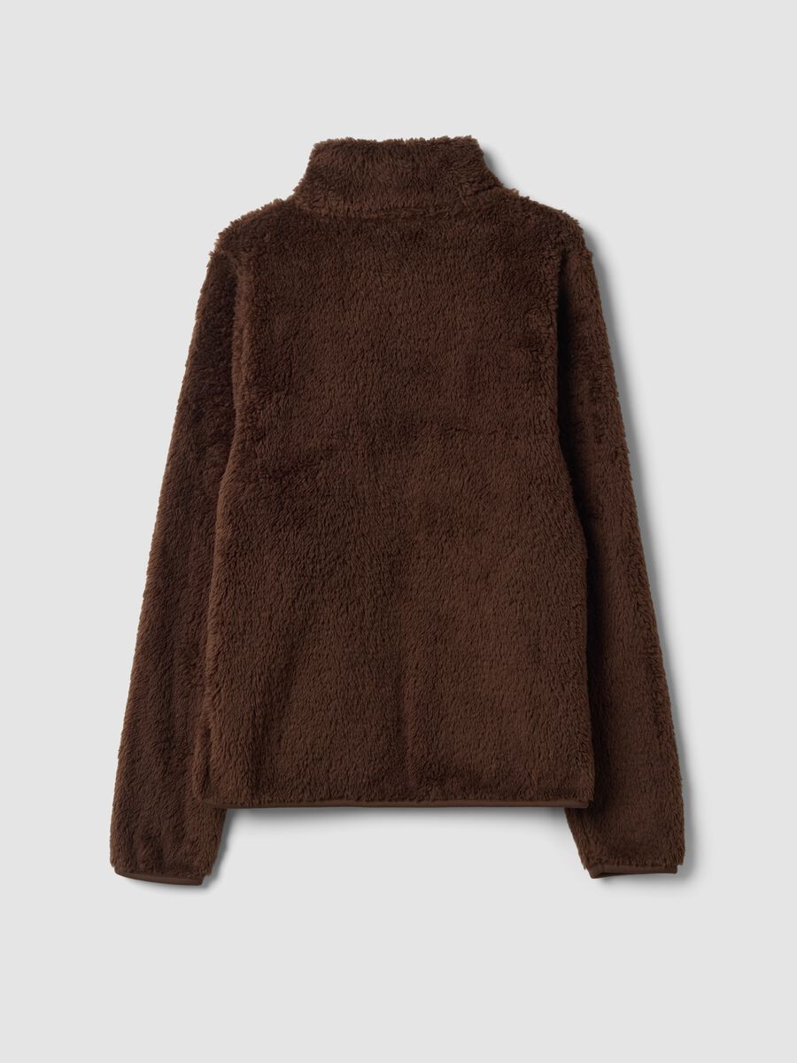 Brown regular-fit crew-neck sweatshirt with zip_2