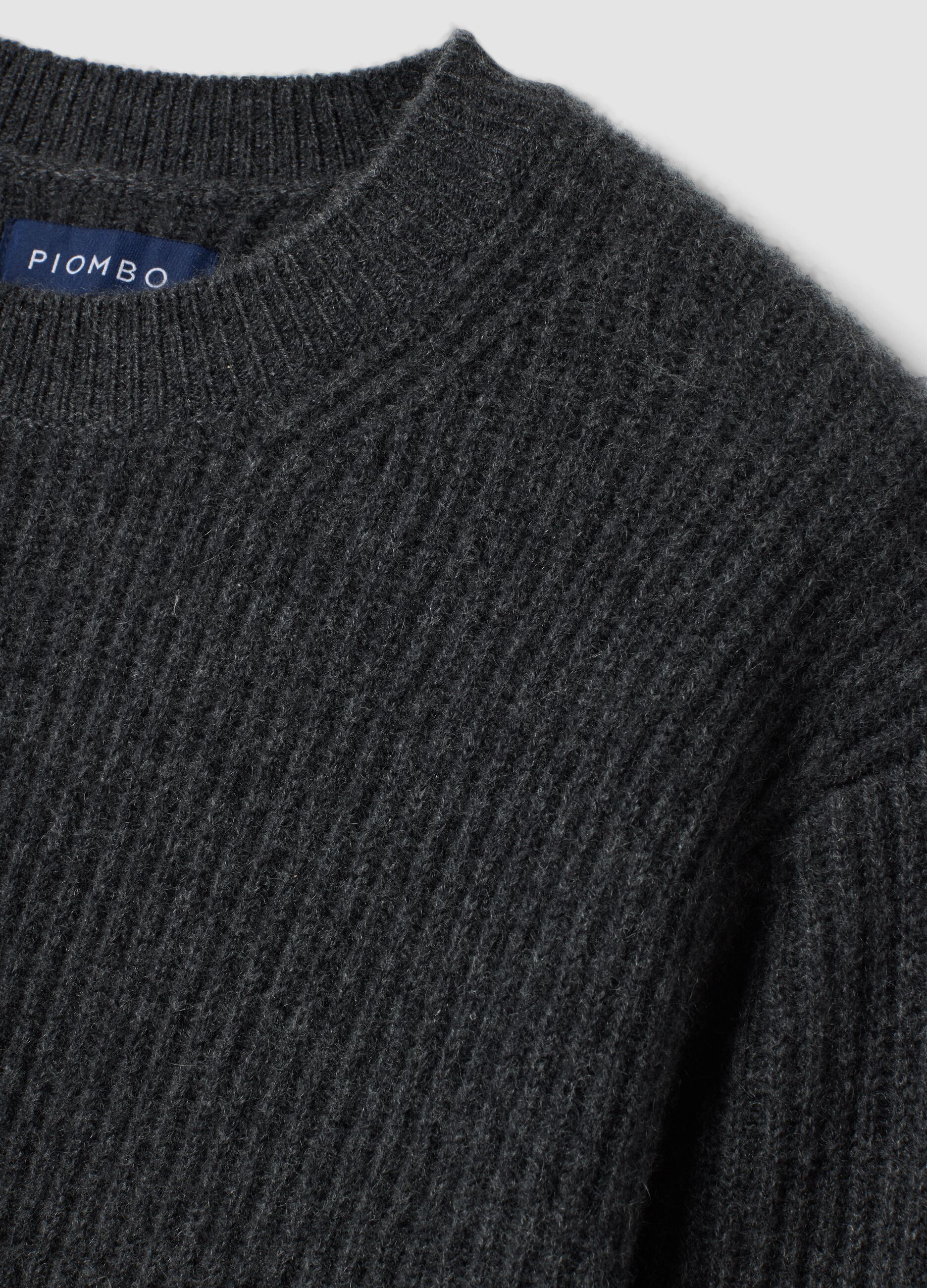 Grey pure cashmere ribbed jumper, regular fit