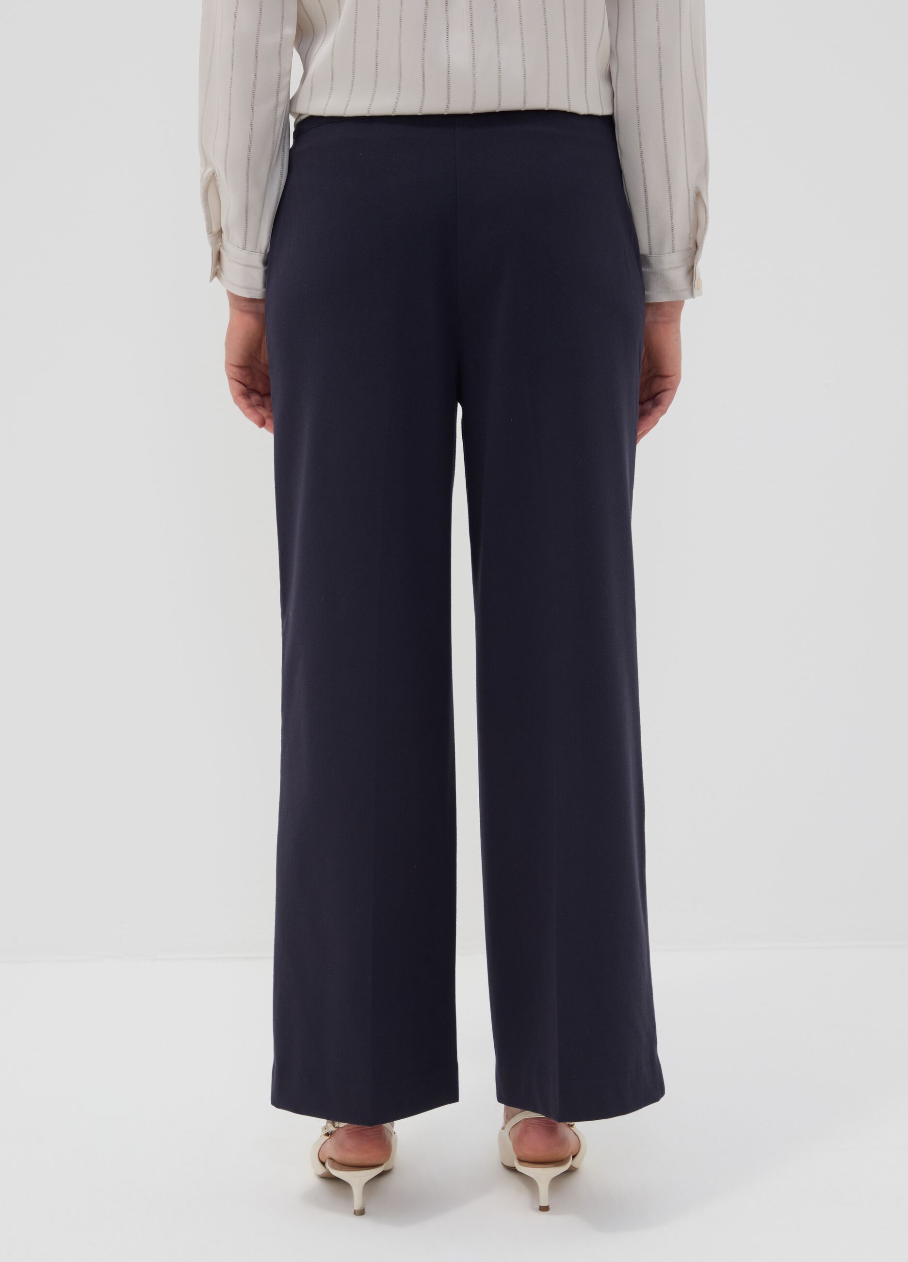 Jogger The Iconic Pants blu wide leg in viscosa elasticizzata