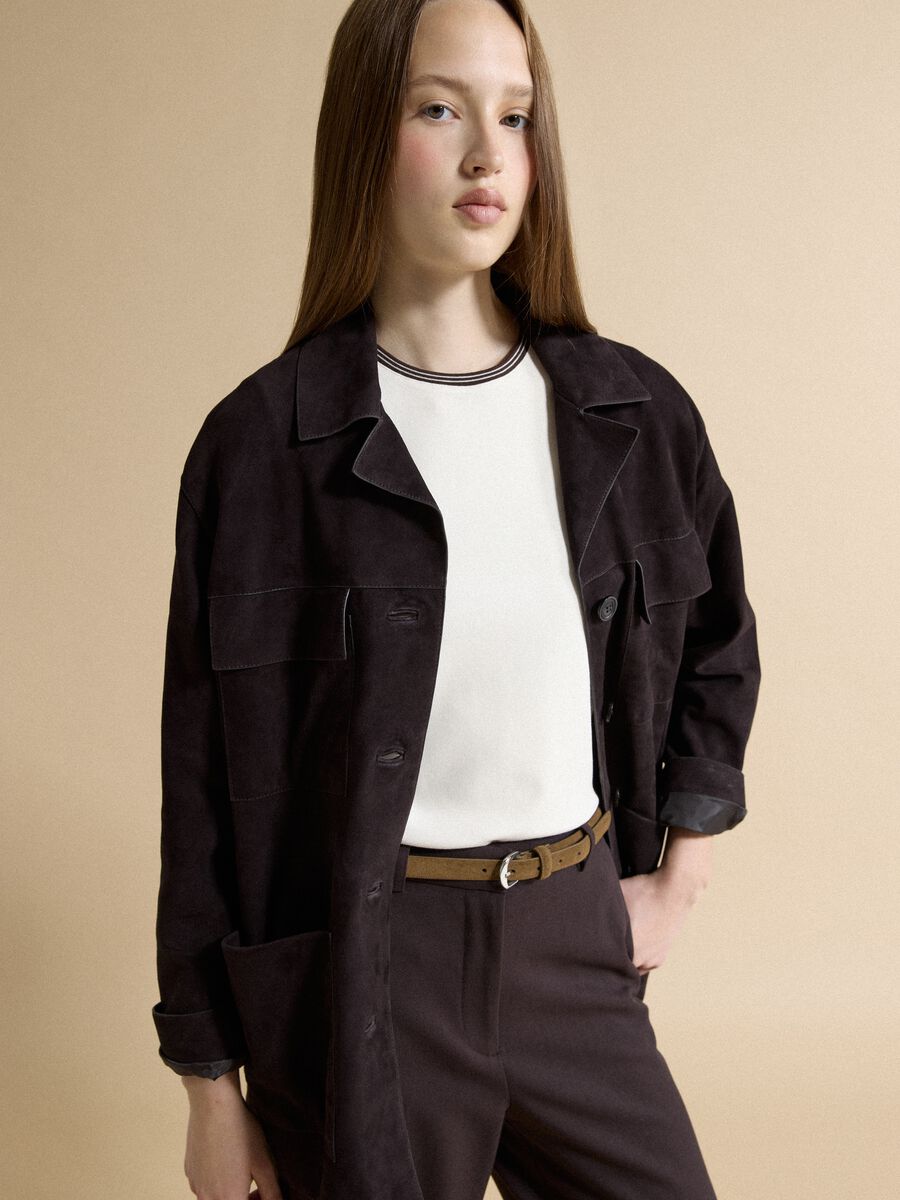 Black genuine leather jacket, regular fit_2