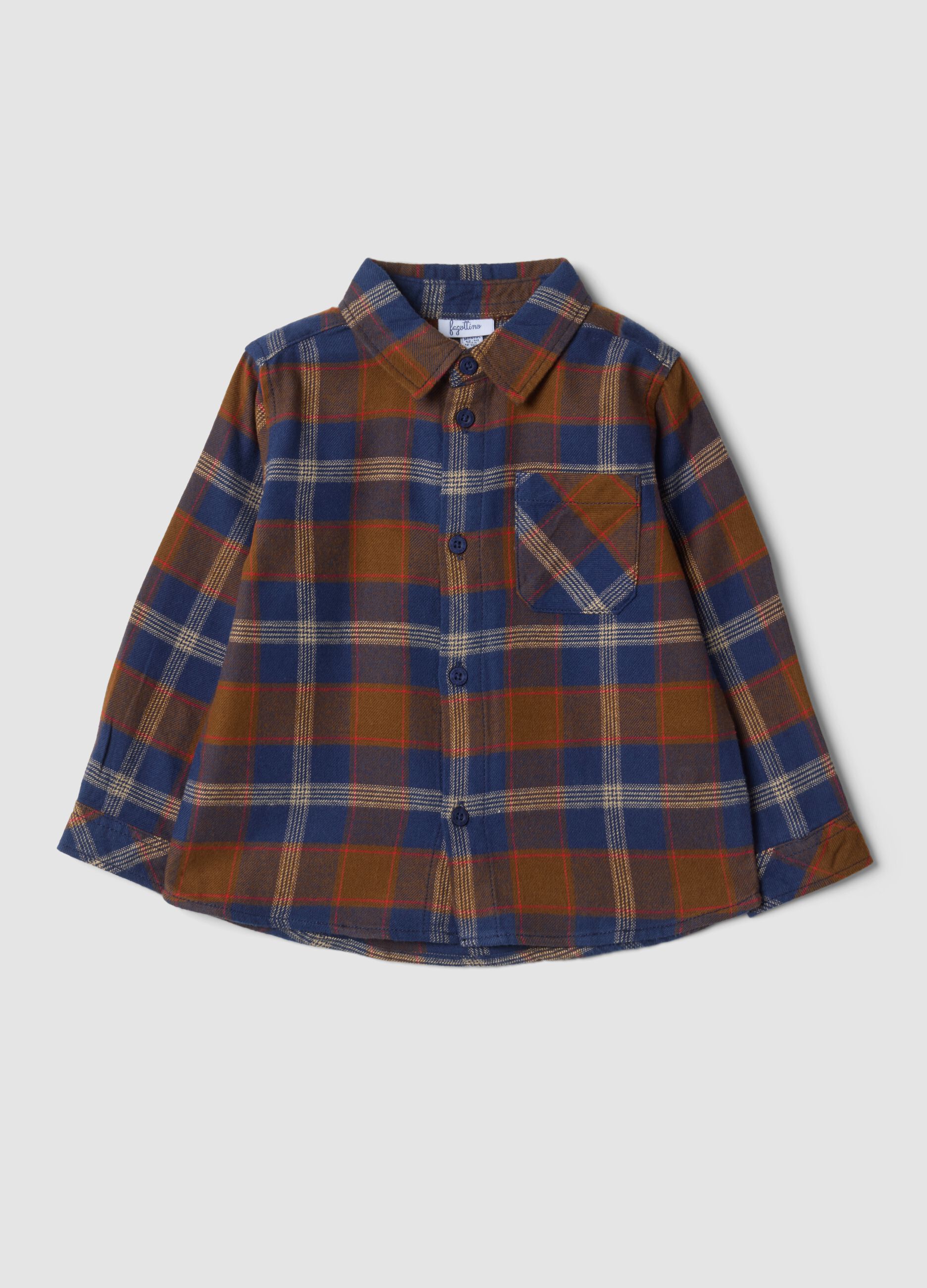 Blue checked pure cotton shirt