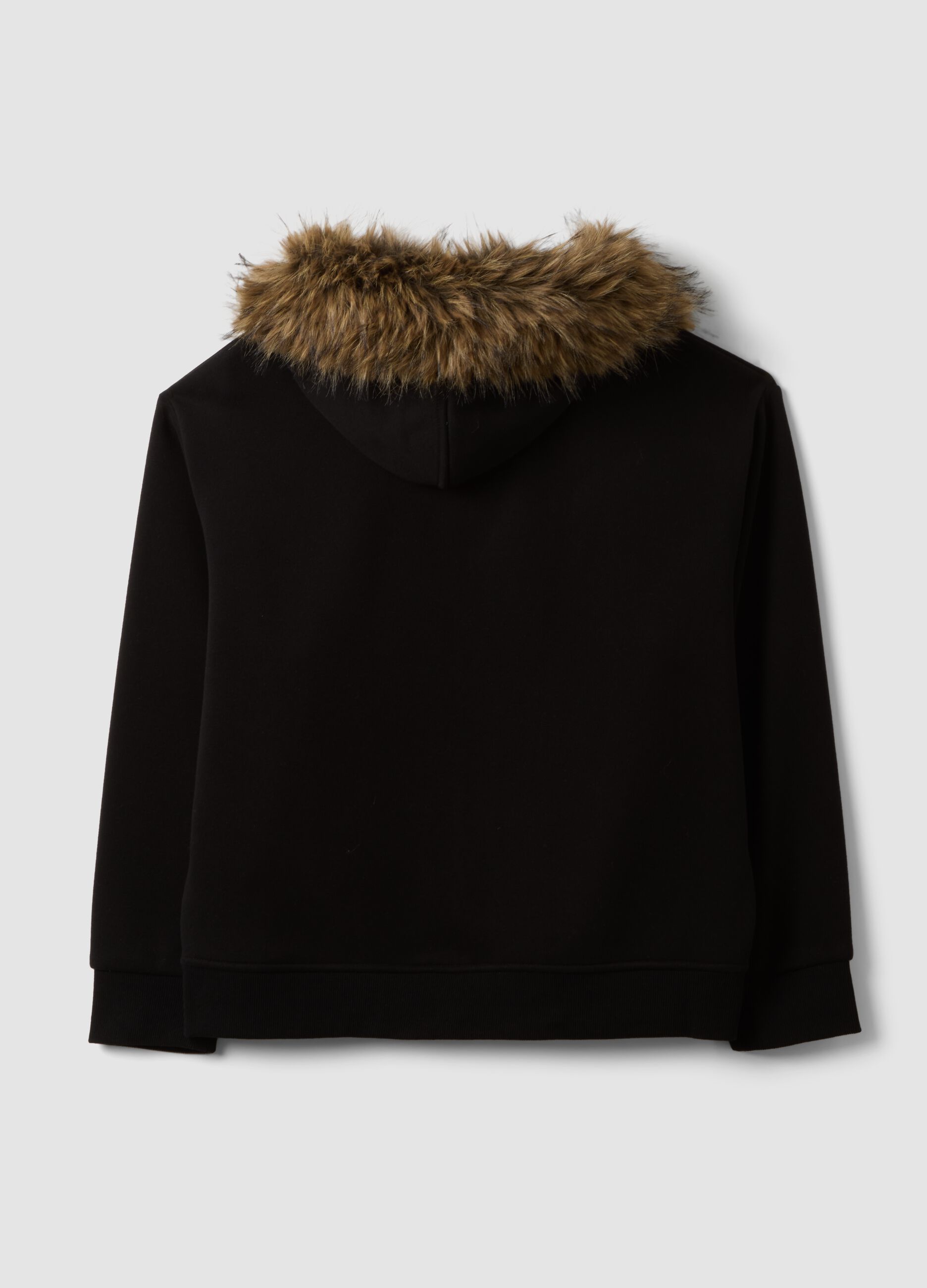 Felpa nera in tessuto elasticizzato con girocollo relaxed fit