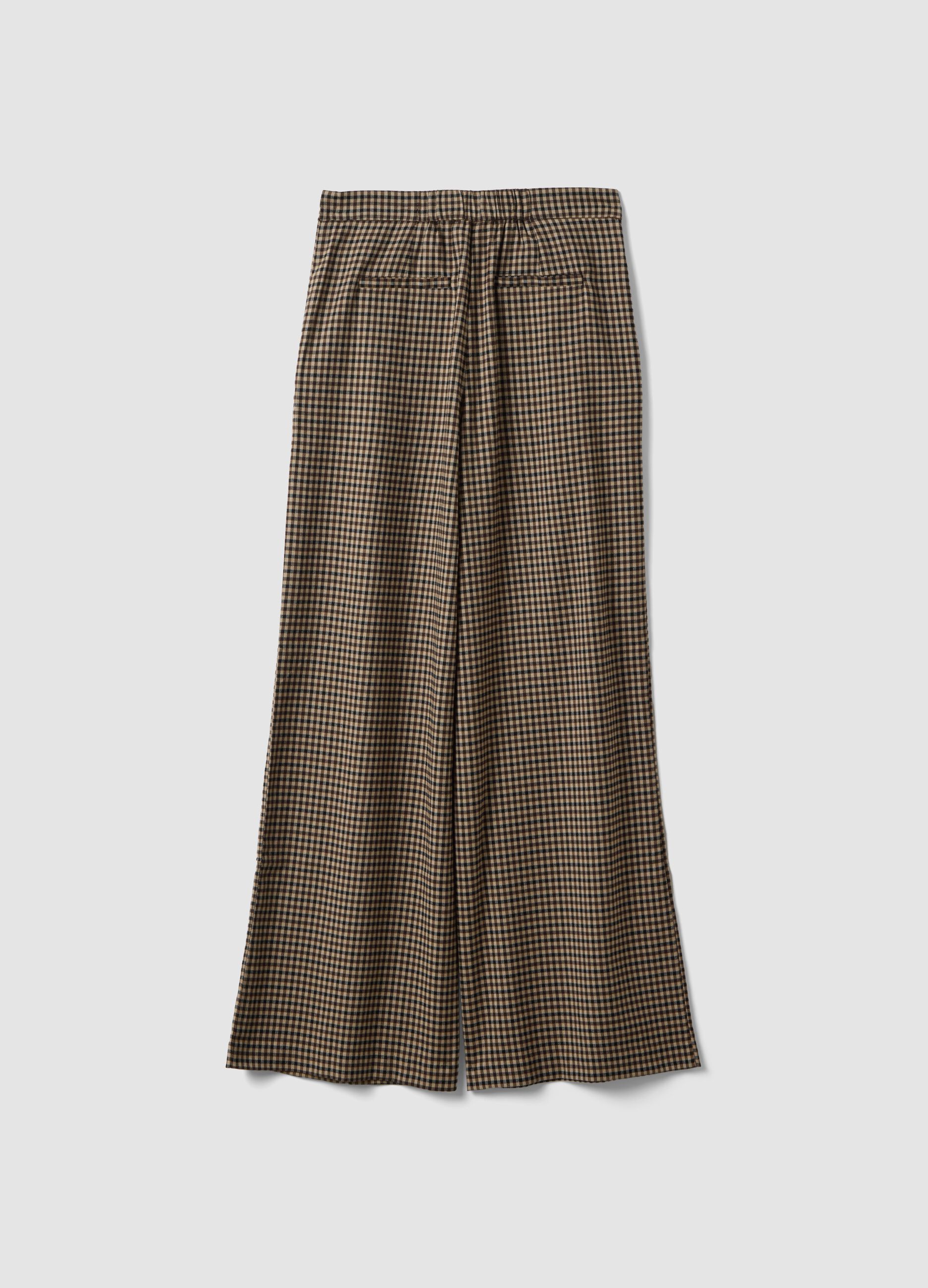 Pantaloni beige scuro e neri in viscosa e lana elasticizzata