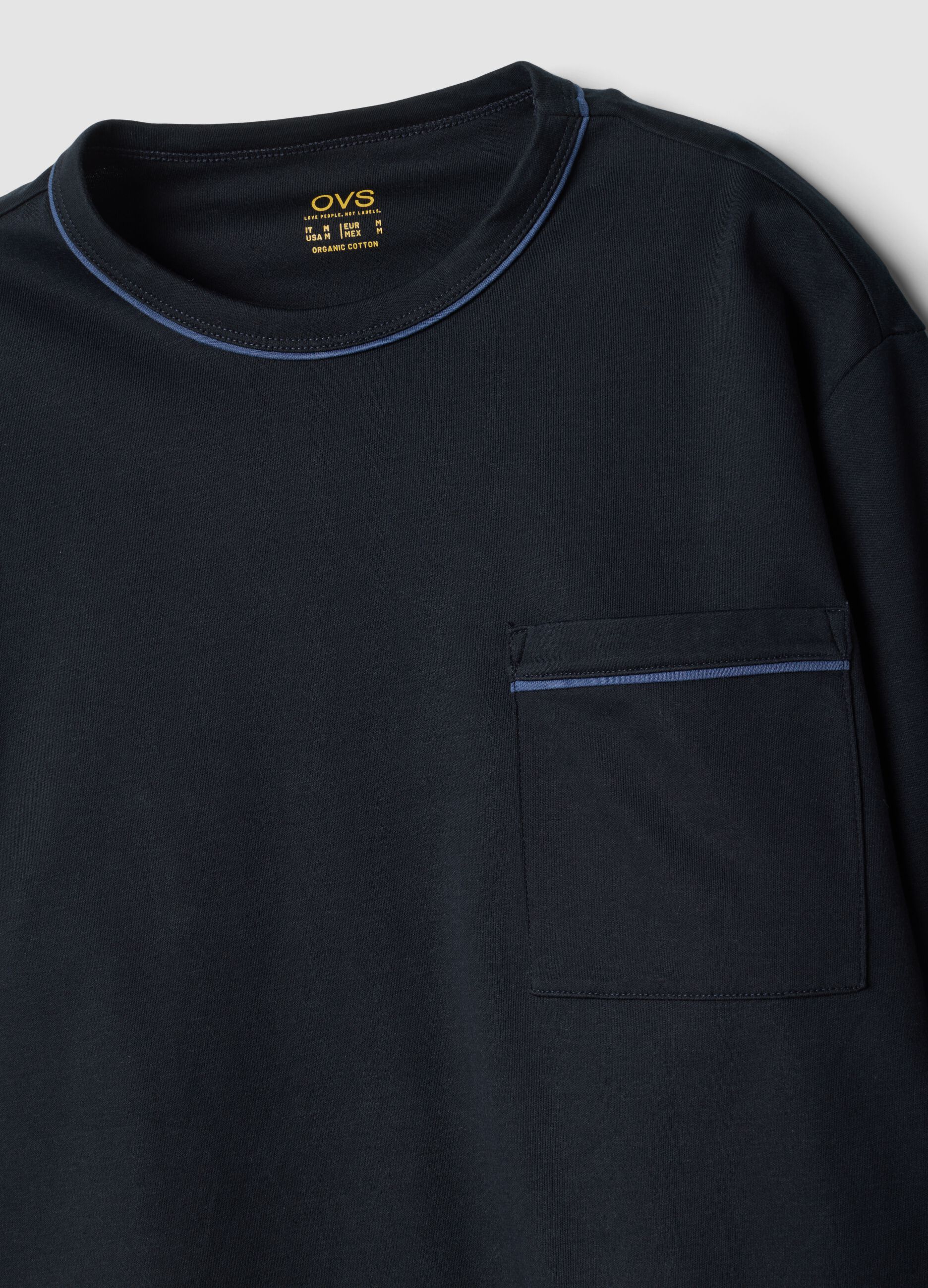 Blue pure organic cotton crew-neck pyjamas