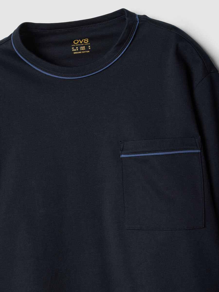Blue pure organic cotton crew-neck pyjamas_1