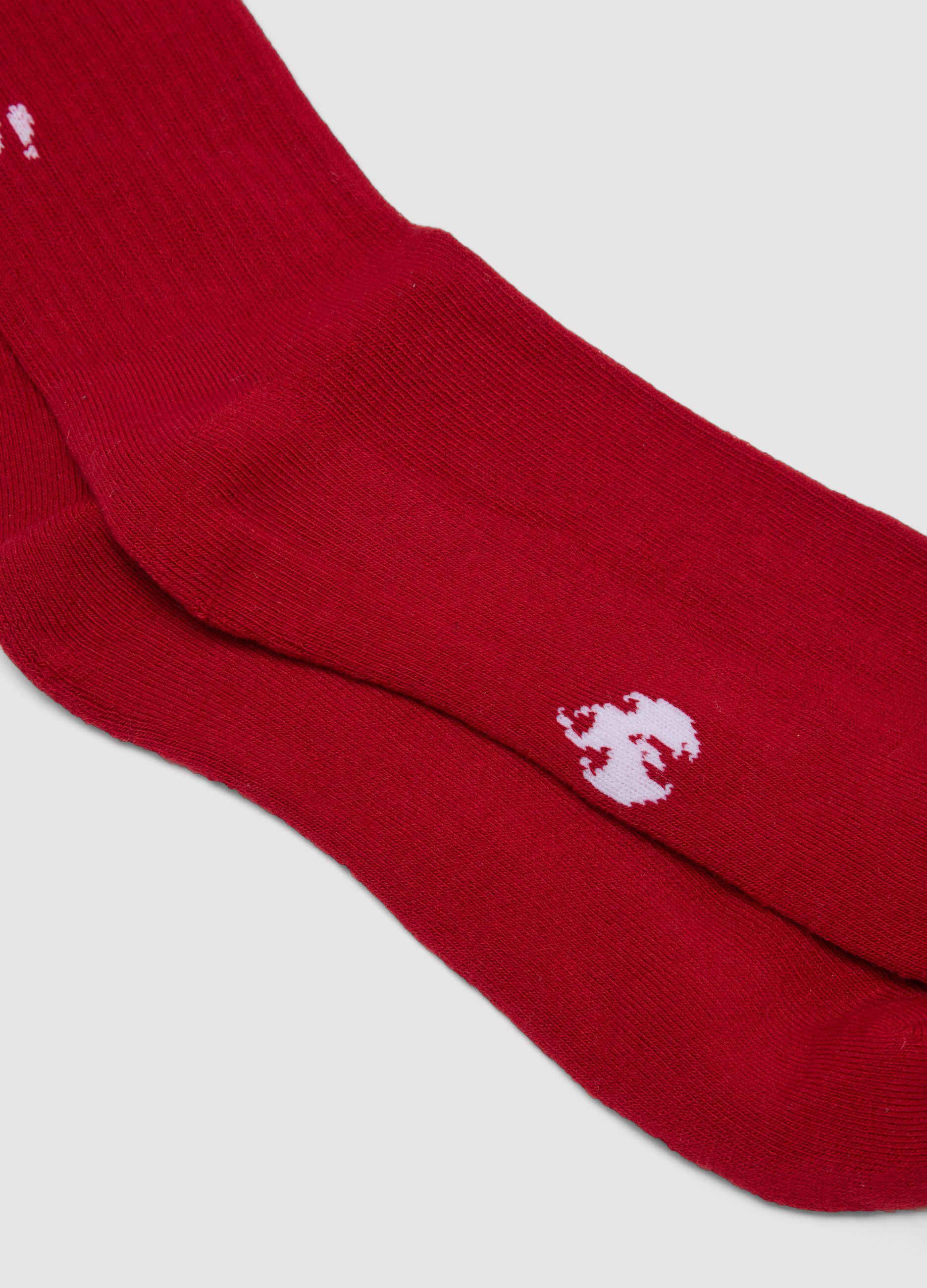 Red stretch-cotton sports socks