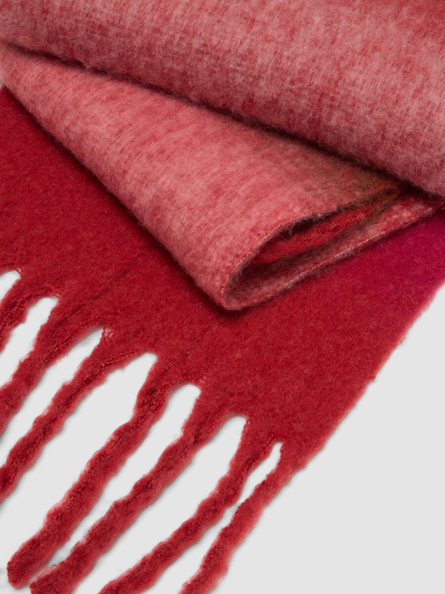 Pink wool-blend scarf with fringes_3