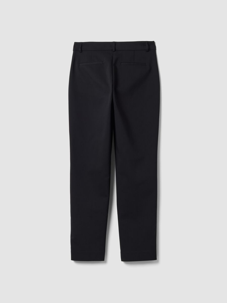 Black slim-fit stretch cotton trousers_2