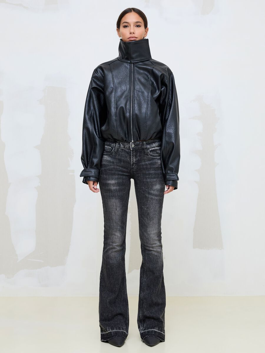 Black Oversized Faux Leather Jacket_5