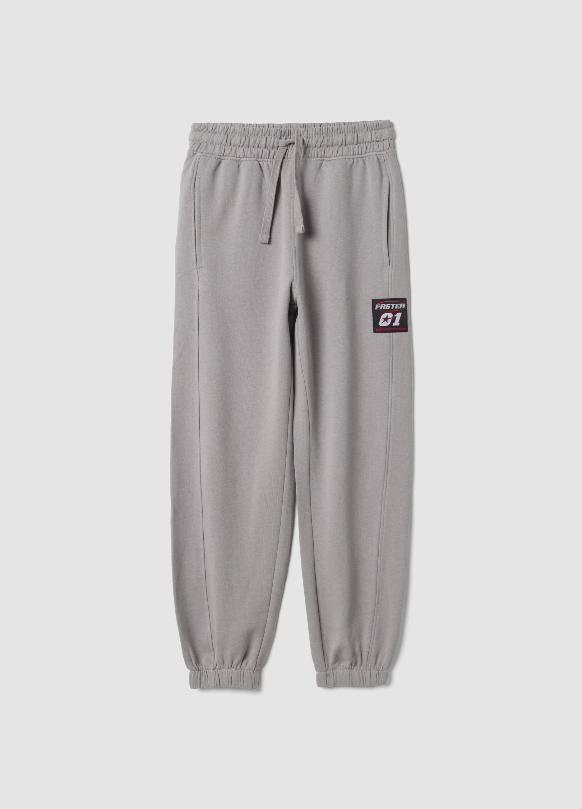 Pantaloni jogger grigi in puro cotone relaxed fit