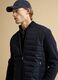 Blue pure cotton zip jacket with knitted sleeves, regular fit_0
