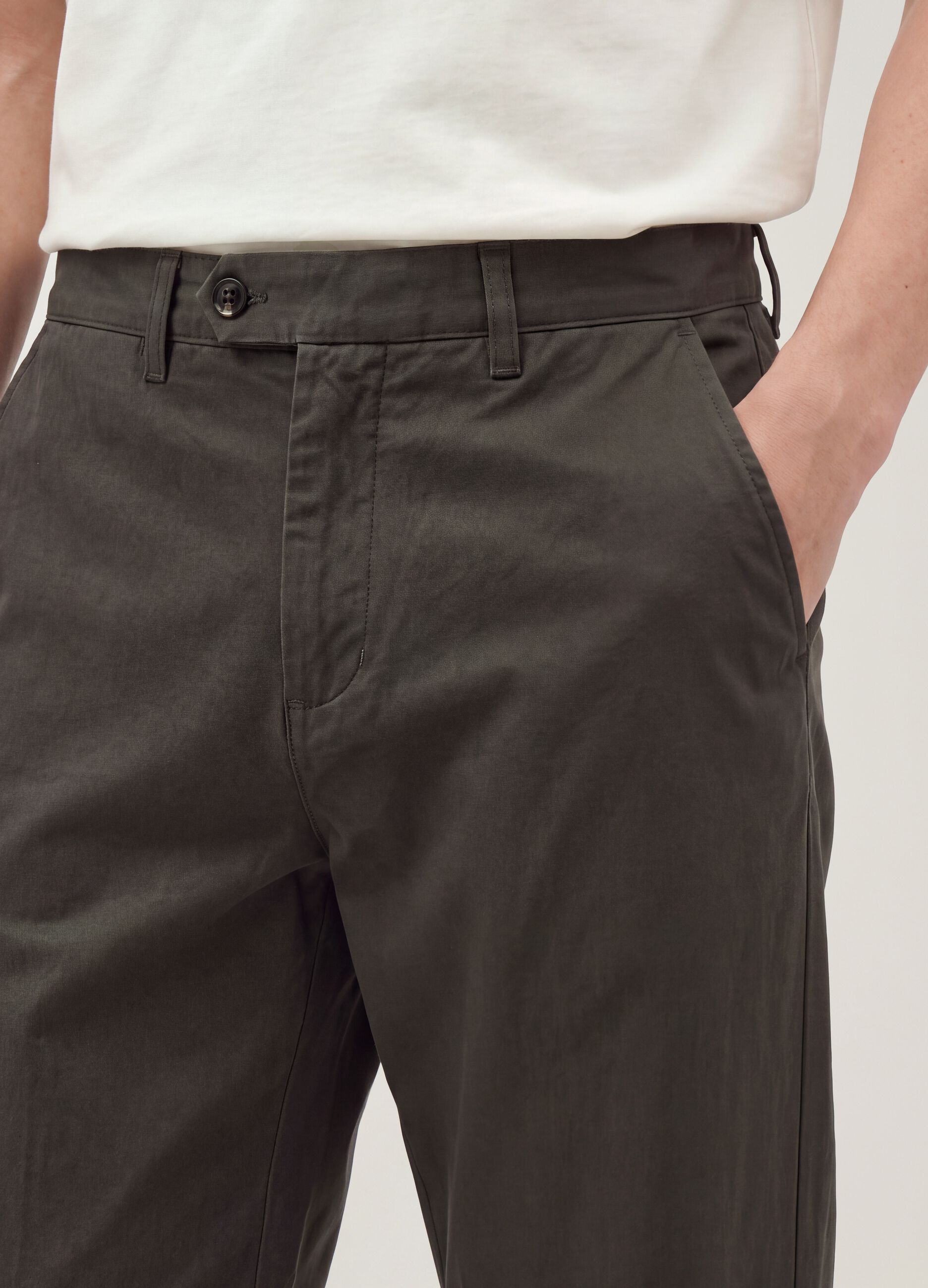 Pantaloni chino verdi in puro cotone regular fit
