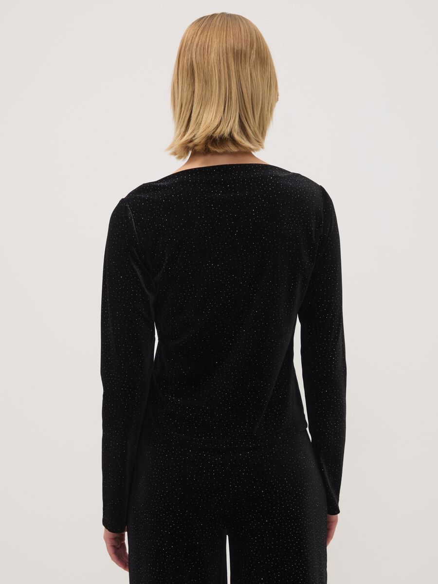 Black Stretch Fabric Crew-Neck Top_3