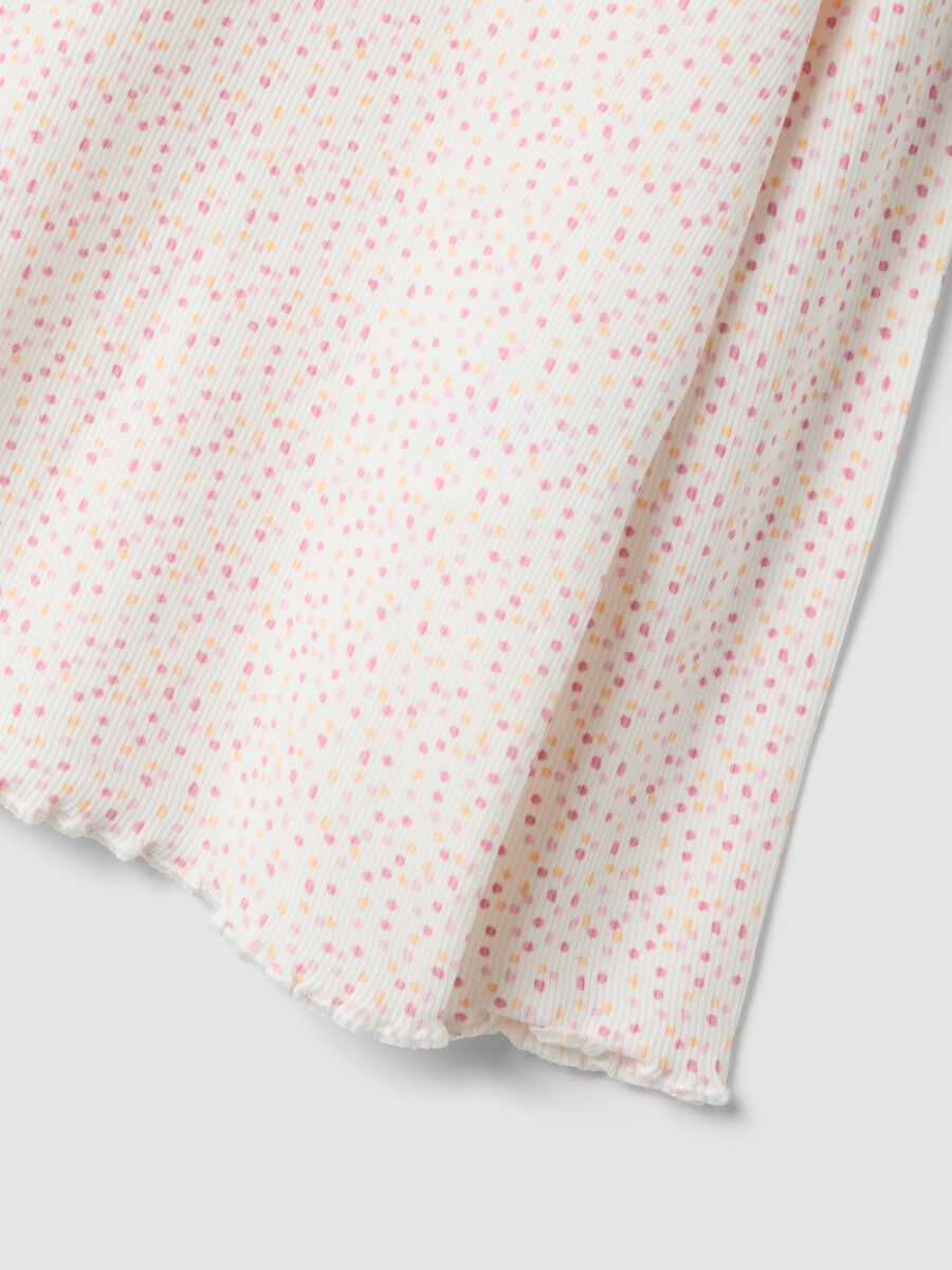 White slim-fit polka-dot stretch organic cotton T-shirt for baby girl_3