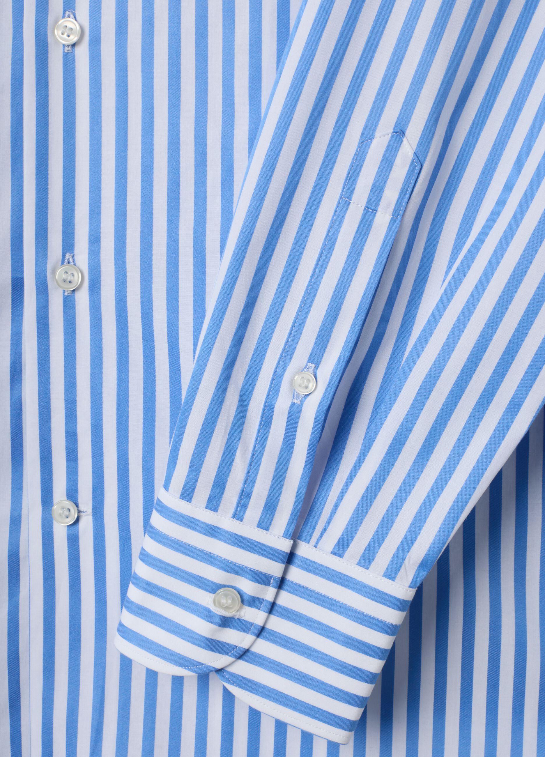 Blue and white striped pure cotton regular-fit shirt