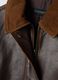 Brown genuine leather jacket with corduroy collar, regular fit_1