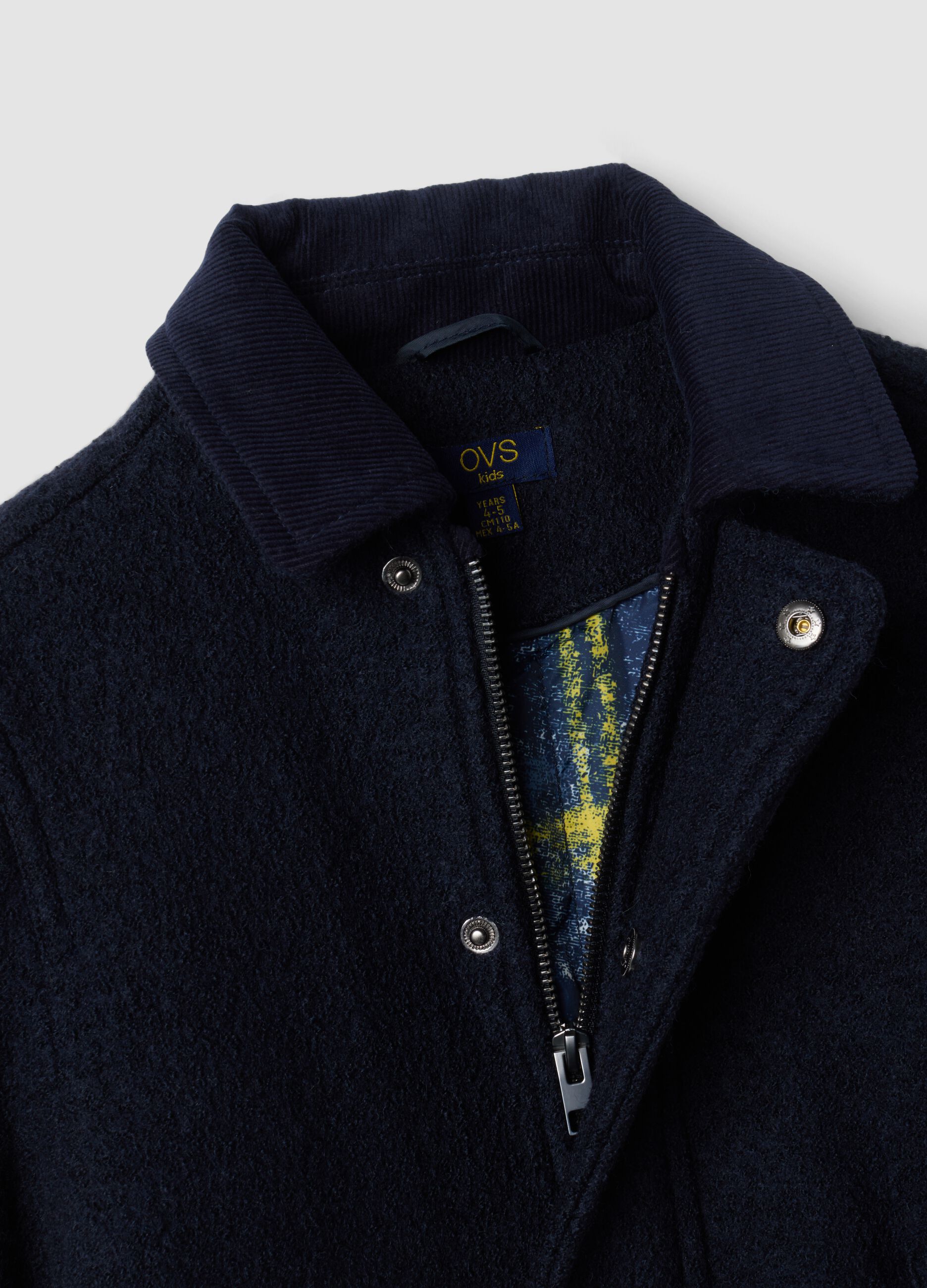 Cappotto blu in misto lana e viscosa regular fit