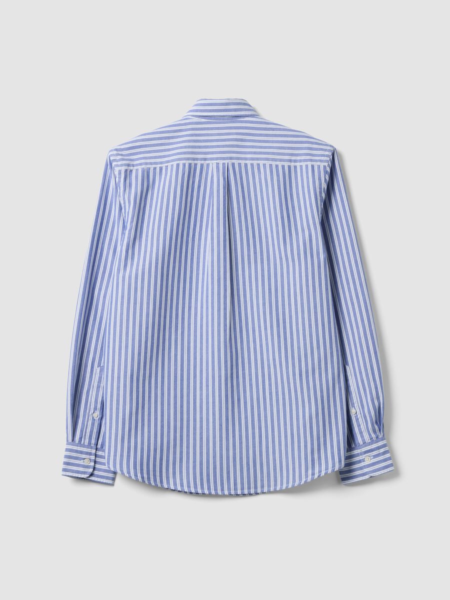 Blue striped pure cotton Oxford shirt, regular fit_2