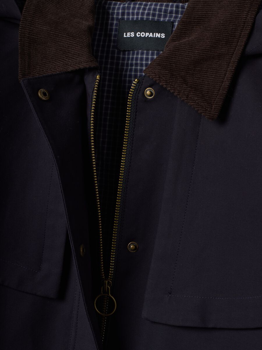Blue pure cotton parka with hood, oversized fit_5