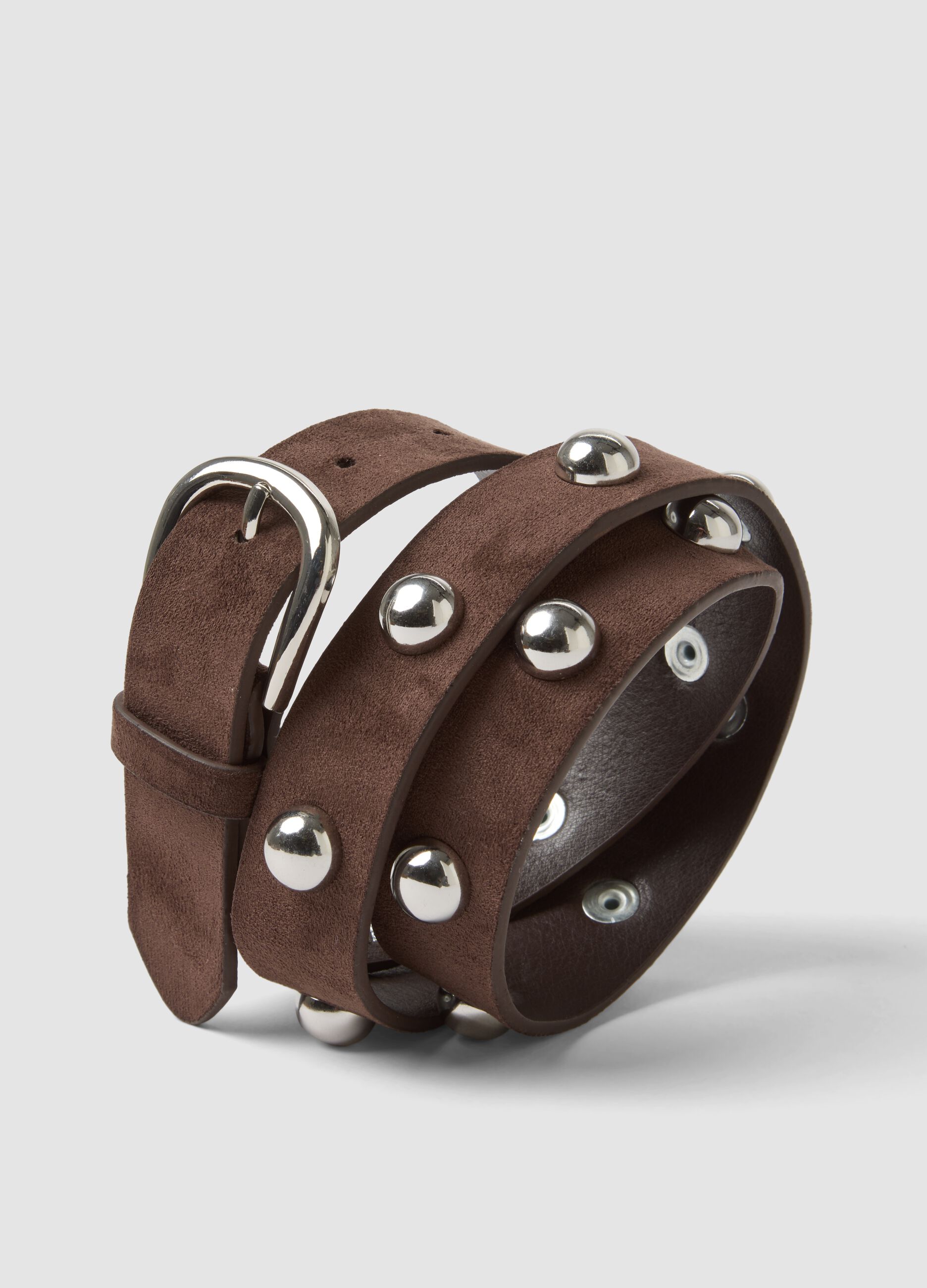 Brown belt with metal studs