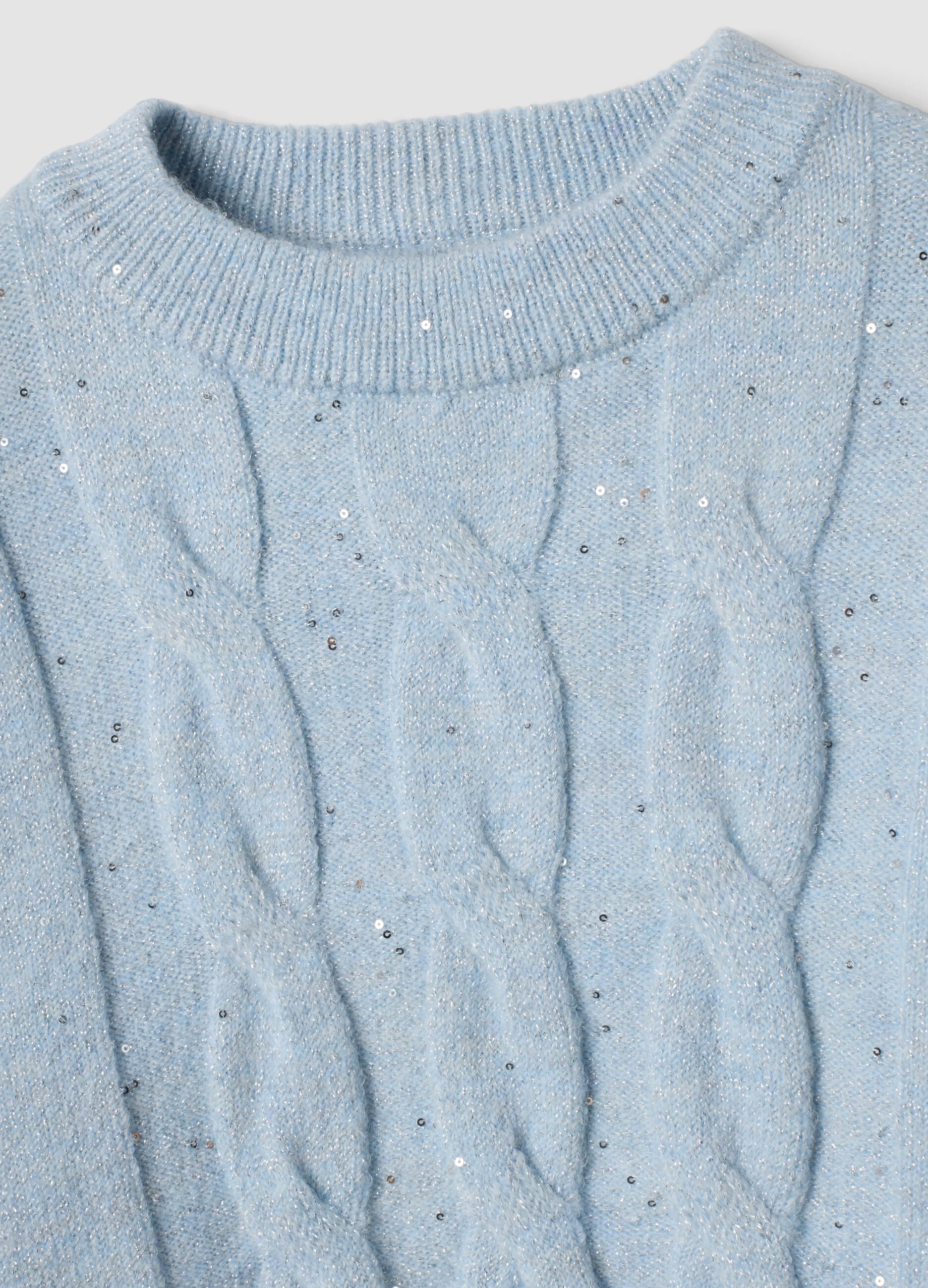 Blue stretch crew-neck top with a regular fit