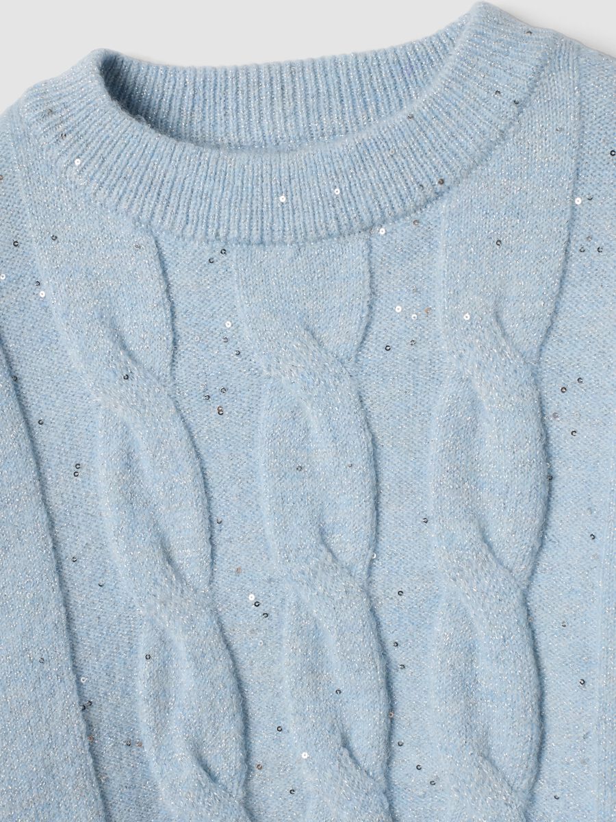 Blue stretch crew-neck top with a regular fit_2