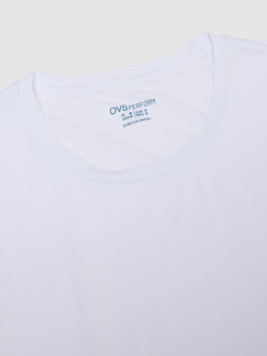 White stretch modal crew-neck T-shirt_1