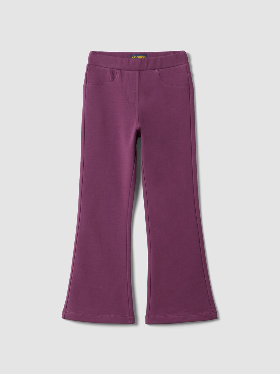 Purple flare treggings in stretchy organic cotton_0