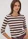 T-shirt bianca a righe in puro cotone con girocollo_0