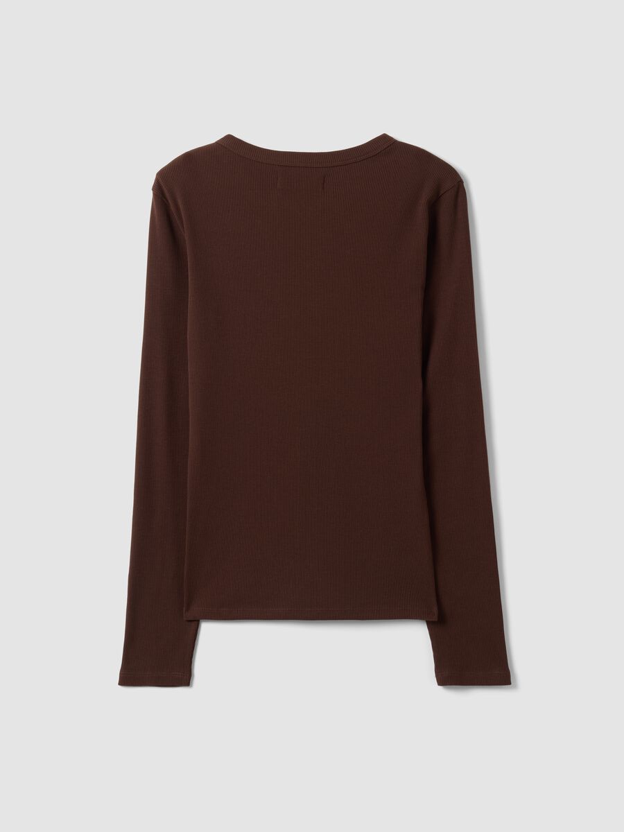 Brown long-sleeve pure cotton T-shirt_6