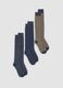 Tripack di calze lunghe blu melange in cotone organico elasticizzato_0