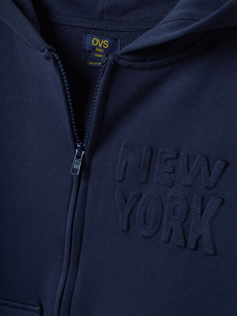 Blue pure cotton hoodie with crew neck_1