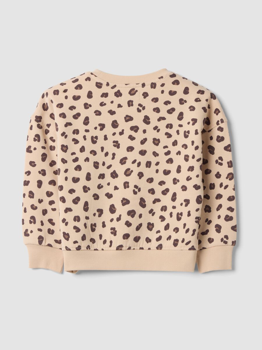 Beige pure cotton crew-neck sweatshirt with animal print_1