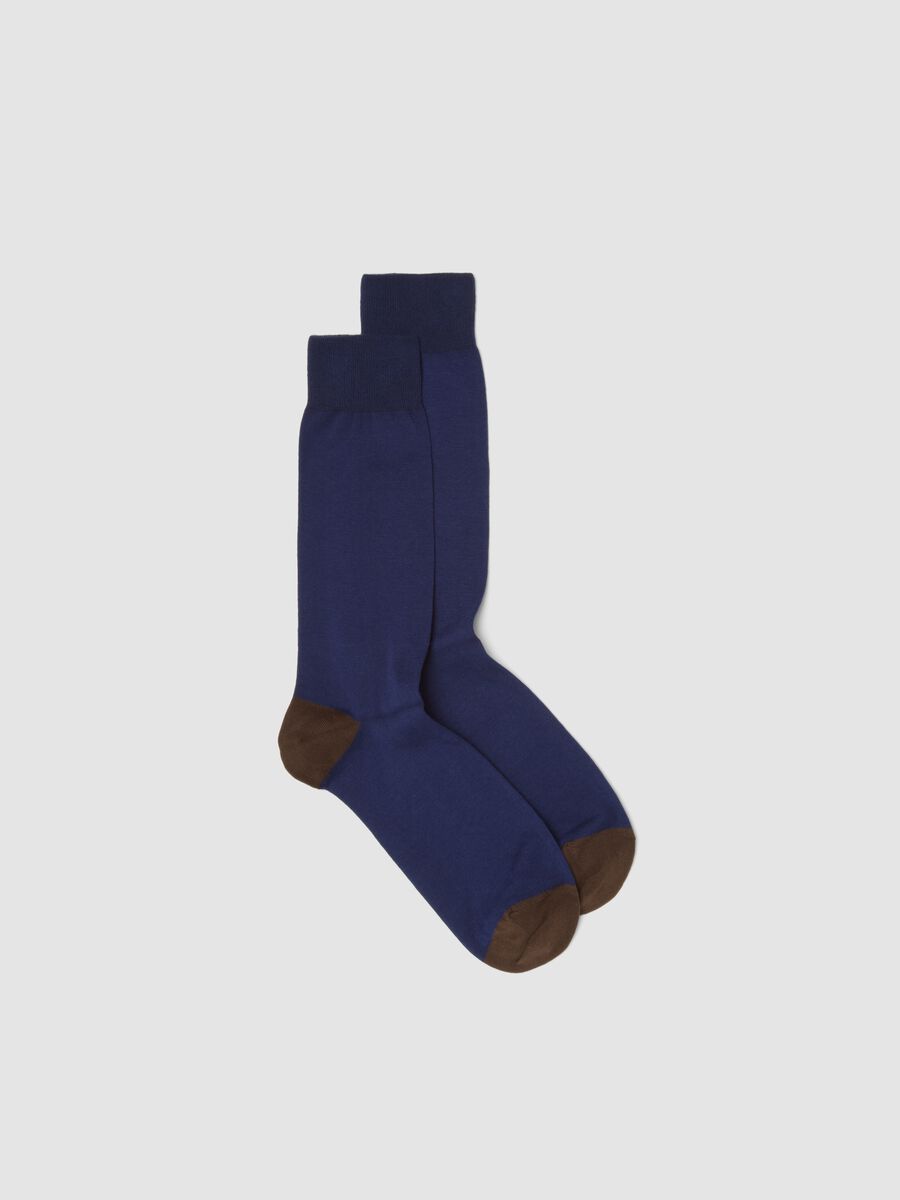 Blue ankle socks in stretch cotton_0