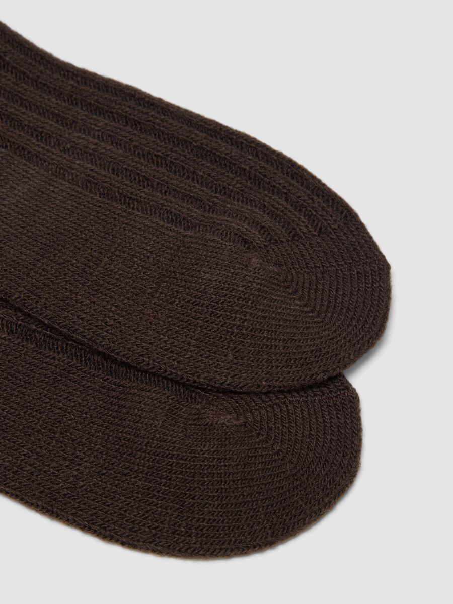 Brown ribbed stretch-fabric socks_1