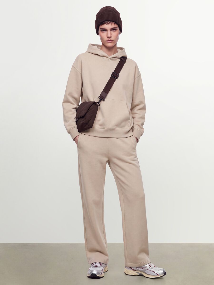 White cotton-blend hoodie sweatshirt, regular fit_1