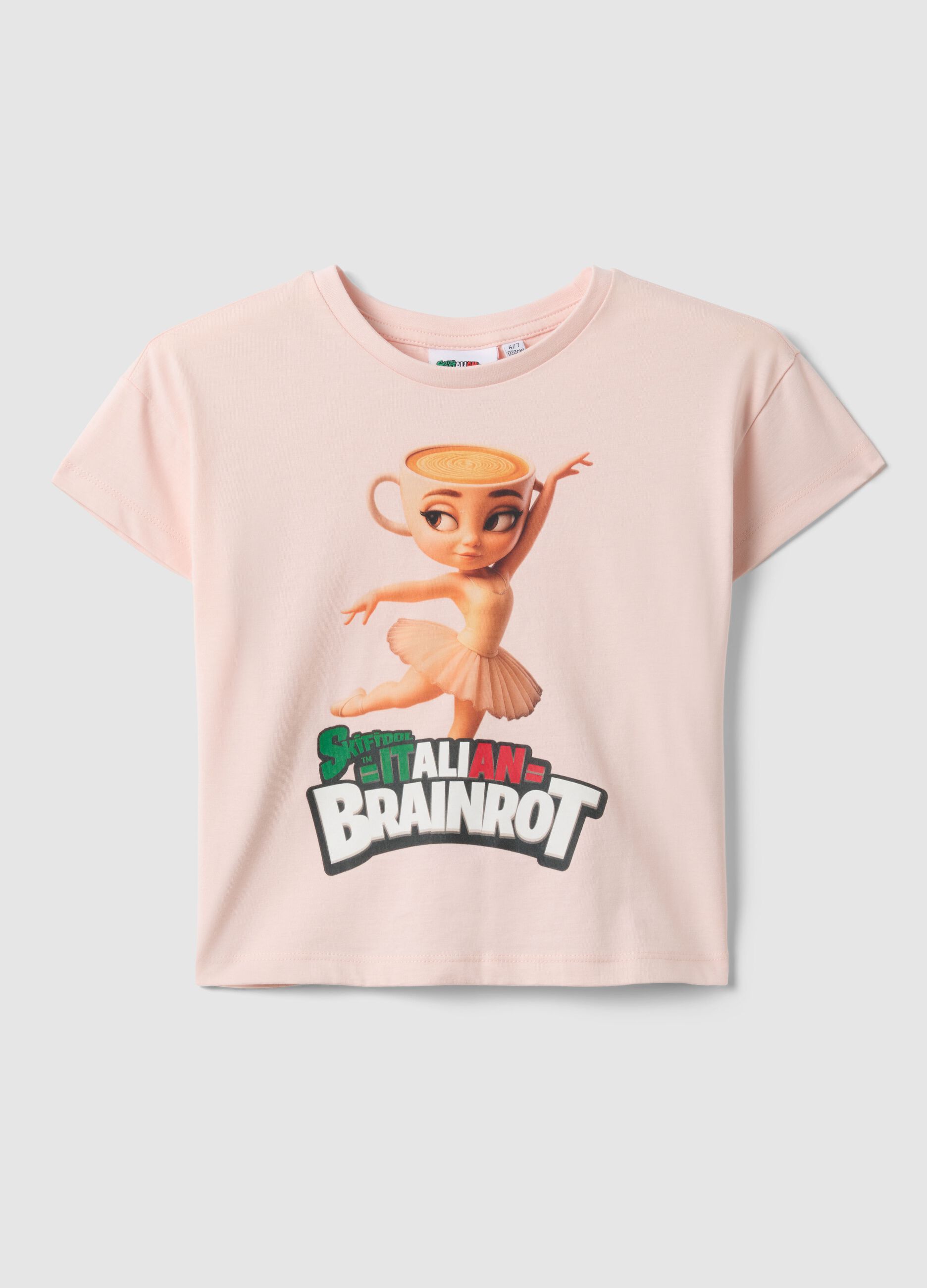 Girl's regular fit pink pure cotton t-shirt with print