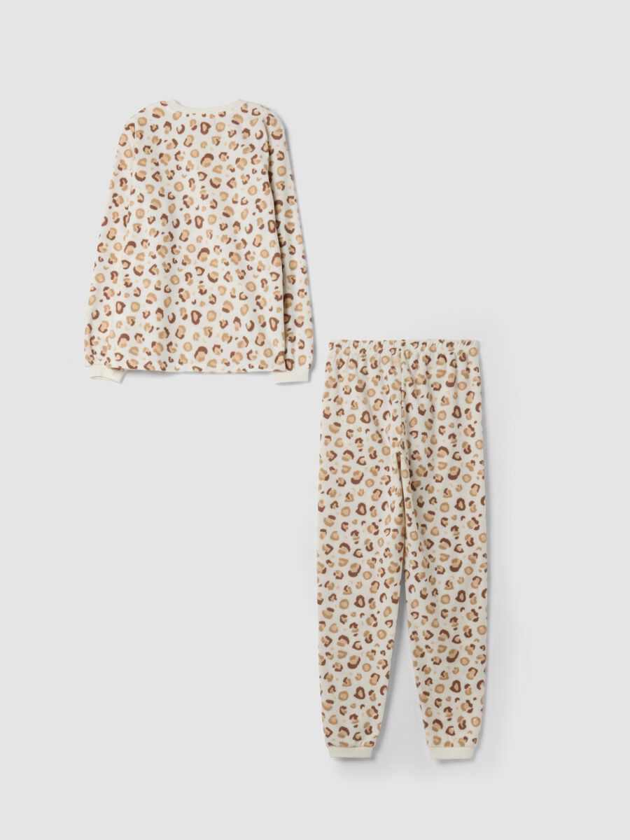 White animal-print crew-neck pyjamas_1