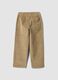 Pantaloni beige in cotone elasticizzato a coste_1