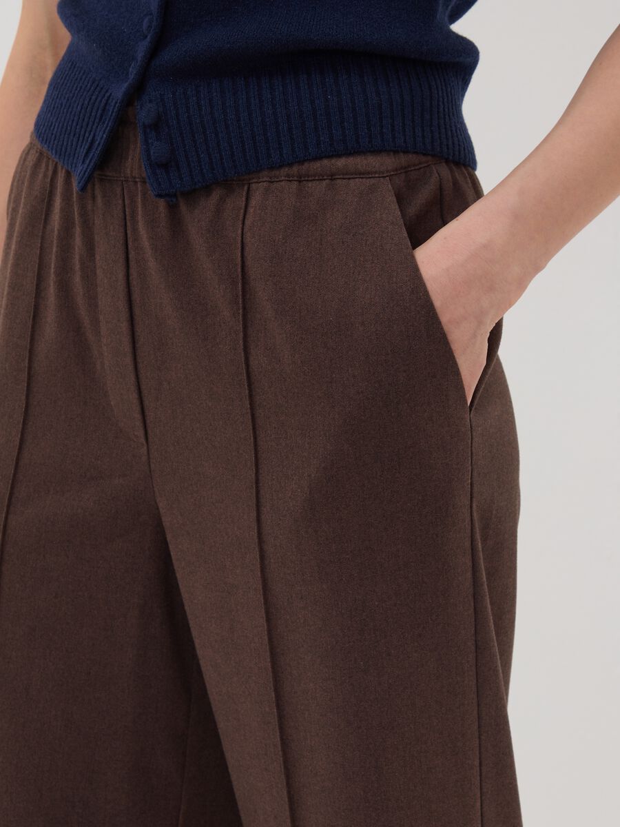 The Iconic Pants brown wide-leg joggers in stretch viscose_3